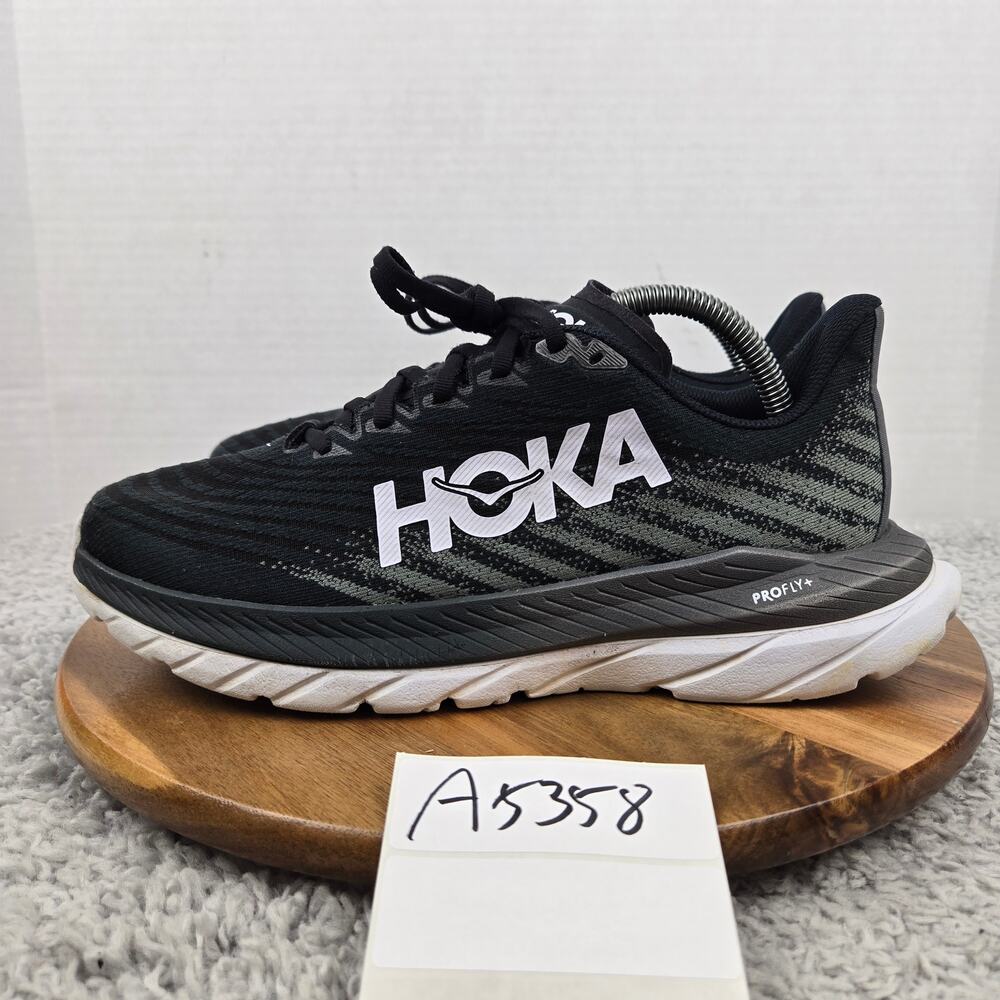 Hoka One One Womens 9.5B Mach 5 Black Castlerock Daily Athletic Gym Running Shoe